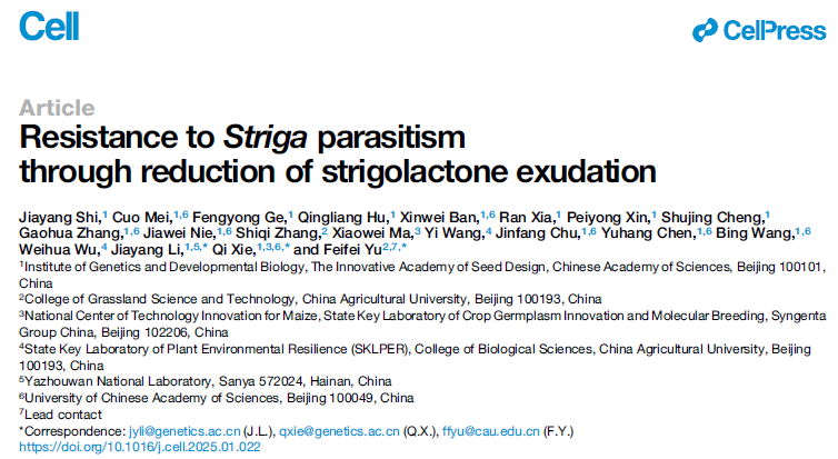 Resistance to Striga Parasitism through Reduction of Strigolactone Exudation Resistance to Striga Parasitism through Reduction of Strigolactone Exudation