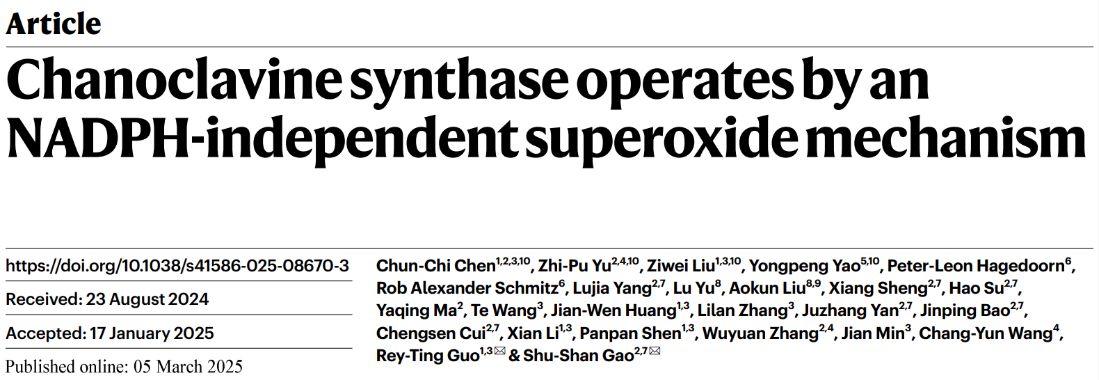 Chanoclavine synthase operates by an NADPH-independent superoxide mechanism Chanoclavine synthase operates by an NADPH-independent superoxide mechanism